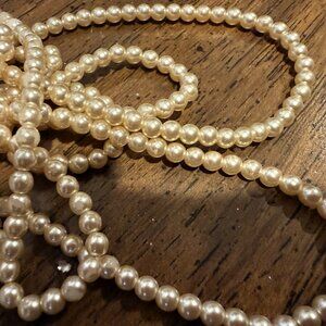 TEN (10)  16"  Strands 4mm  Round IVORY PEARL Czech Glass Beads